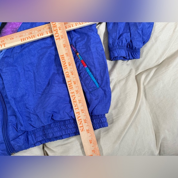 Vintage 80s Bolo Spirit Vibrant Purple Aztec Print XL Windbreaker Track Jacket - Picture 3 of 12